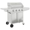 Gas BBQ Grill with 5 Burners - Silver Stainless Steel