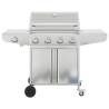 Gas BBQ Grill with 5 Burners - Silver Stainless Steel