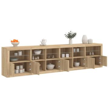 Modern Sideboard with LED Lights - Sonoma Oak 283x37x67 cm