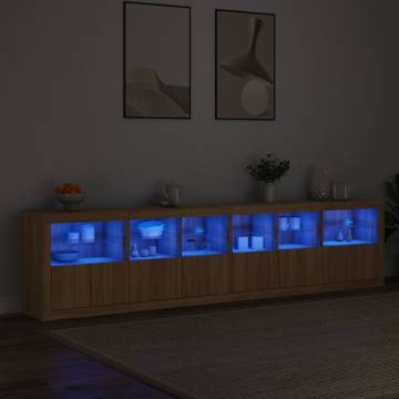 Modern Sideboard with LED Lights - Sonoma Oak 283x37x67 cm