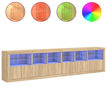 Modern Sideboard with LED Lights - Sonoma Oak 283x37x67 cm