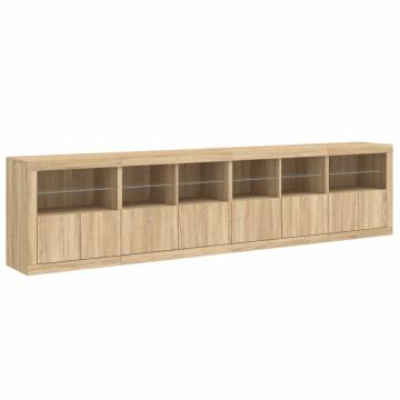 Modern Sideboard with LED Lights - Sonoma Oak 283x37x67 cm