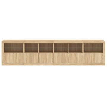 Modern Sideboard with LED Lights - Sonoma Oak 283x37x67 cm