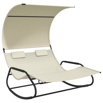 Rocking Double Sun Lounger with Canopy - Cream | HipoMarket