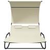 Rocking Double Sun Lounger with Canopy - Cream | HipoMarket