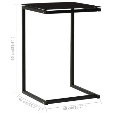 Side Table Black 40x40x60 cm - Modern Tempered Glass Design