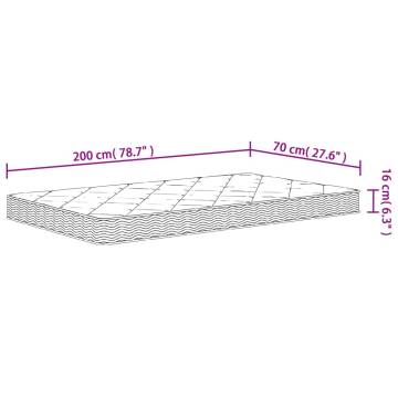 Foam Mattress Medium Soft 70x200 cm | Comfortable Sleep