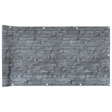 Garden Privacy Screen Ledge Stone Look Grey 400x90 cm PVC