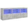 Modern Sideboard with LED Lights - Concrete Grey 181.5x37x67 cm