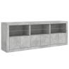 Modern Sideboard with LED Lights - Concrete Grey 181.5x37x67 cm