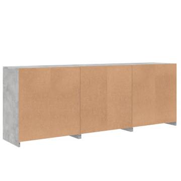 Modern Sideboard with LED Lights - Concrete Grey 181.5x37x67 cm