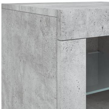 Modern Sideboard with LED Lights - Concrete Grey 181.5x37x67 cm