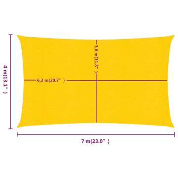 Sunshade Sail 160 g/m² Rectangular Yellow 4x7 m | HiPoMarket