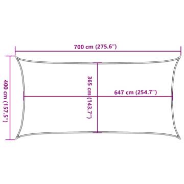 Light Grey Sun Shade Sail 7x4m | 100% Polyester Oxford