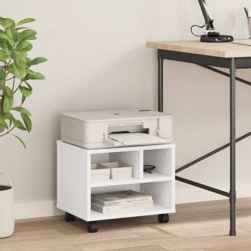 Printer Stand with Wheels - White, 41x32x34.5 cm