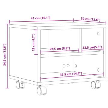 Printer Stand with Wheels - White, 41x32x34.5 cm