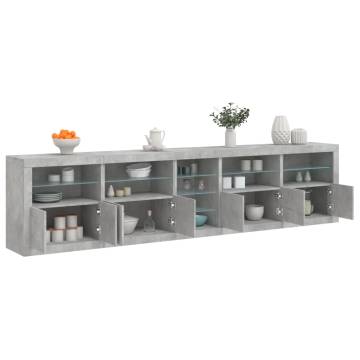 Modern Sideboard with LED Lights - Concrete Grey 283x37x67 cm