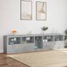 Modern Sideboard with LED Lights - Concrete Grey 283x37x67 cm