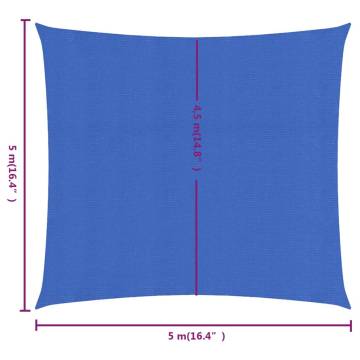 Square Blue Sunshade Sail 5x5m - UV Protection & Durability