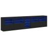 Modern Black Sideboard with LED Lights - 283x37x67 cm