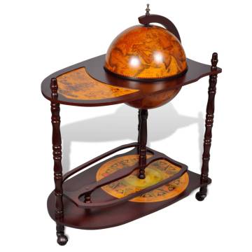 Globe Bar Wine Stand - Eucalyptus Wood Freestanding Design