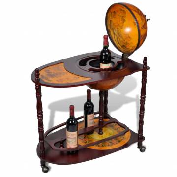 Globe Bar Wine Stand - Eucalyptus Wood Freestanding Design