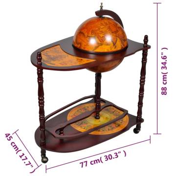 Globe Bar Wine Stand - Eucalyptus Wood Freestanding Design