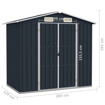 Garden Shed Anthracite 205x129x183 cm | Galvanised Steel