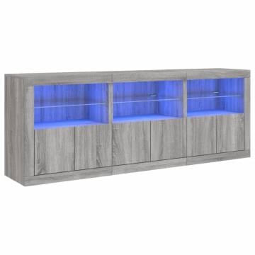 Modern Sideboard with LED Lights - Grey Sonoma 181.5x37x67 cm