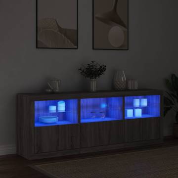 Modern Sideboard with LED Lights - Grey Sonoma 181.5x37x67 cm