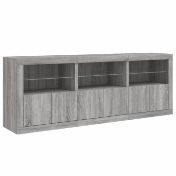 Modern Sideboard with LED Lights - Grey Sonoma 181.5x37x67 cm