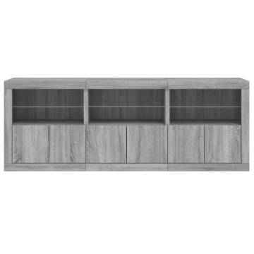 Modern Sideboard with LED Lights - Grey Sonoma 181.5x37x67 cm