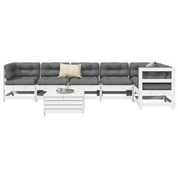 7 Piece White Solid Pine Garden Sofa Set | Hipomarket