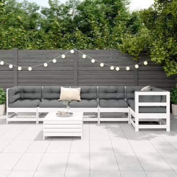 7 Piece White Solid Pine Garden Sofa Set | Hipomarket