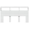 Stylish White Headboard Cabinet with LED - 180x17x102 cm