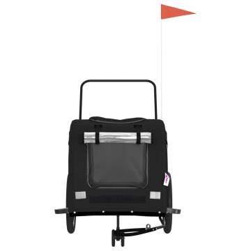 Pet Bike Trailer - Durable Black Oxford Fabric & Iron