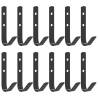 Black Steel J Shape Wall Hooks - 12 Pcs for Home Storage