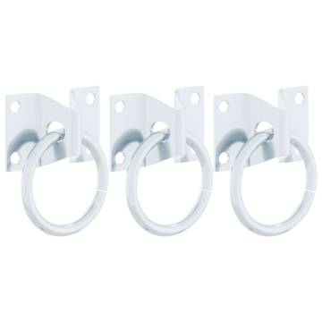 Hitching Rings with Plates - 3 pcs Silver Steel | HipoMarket