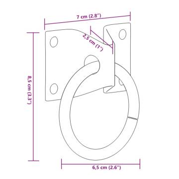 Hitching Rings with Plates - 3 pcs Silver Steel | HipoMarket