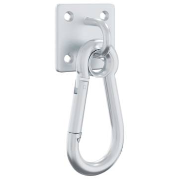 Eye Plates with Snap Hooks - 360° Rotate Silver Steel (3 pcs)