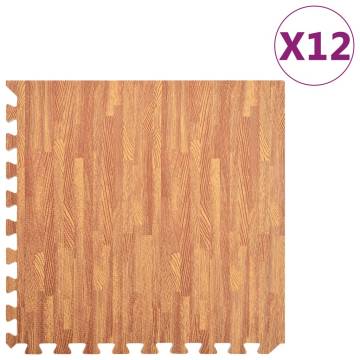 12 pcs EVA Foam Floor Mats - Wood Grain Design | HipoMarket