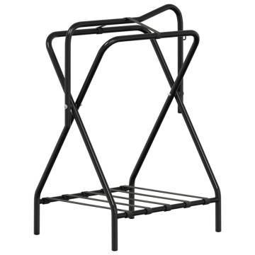 Foldable Freestanding Saddle Rack - Durable Black Iron