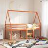 Kids' Bed Roof Wax Brown 209x95.5x88 cm Solid Wood Pine Colour wax brown Size 209 x 95.5 x 88 cm 