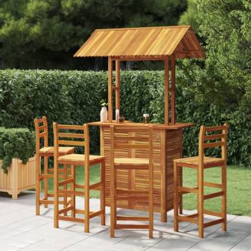 5 Piece Garden Bar Set - Solid Wood Acacia | Hipo Market