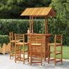 5 Piece Garden Bar Set Solid Wood Acacia Model bar chairs with backrest Number of 4 