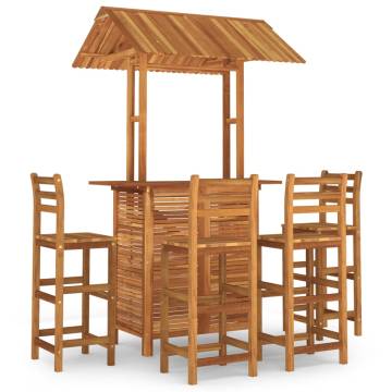 5 Piece Garden Bar Set - Solid Wood Acacia | Hipo Market