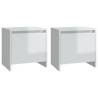 Elegant Bedside Cabinets - High Gloss White 2 pcs Set