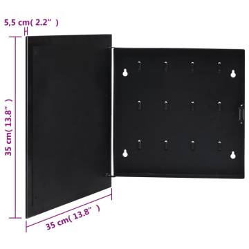 Key Box with Magnetic Board - Black 35x35x5.5 cm | HipoMarket