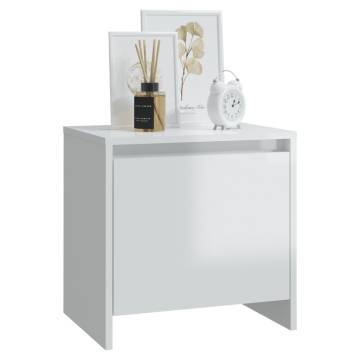 Elegant Bedside Cabinets - High Gloss White 2 pcs Set