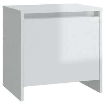 Elegant Bedside Cabinets - High Gloss White 2 pcs Set